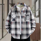 美式 初中学生衬衣 格子牛仔外套男孩青少年潮流帅气休闲夹克春秋款