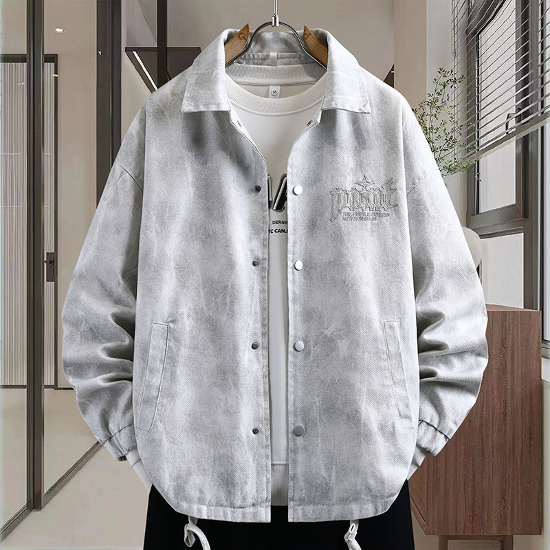 青少年春装男士牛仔外套2026新款爆款高中学生潮牌刺绣衬衫式夹克