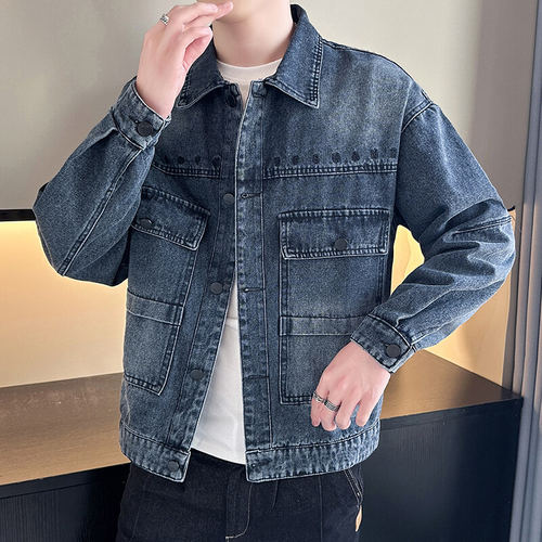 水洗牛仔夹克男春秋季2025新款外套青少年美式复古休闲工装上衣服
