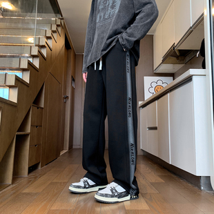 子男孩宽松直筒休闲长裤 初高中学生纯棉裤 男春秋季 青少年运动卫裤