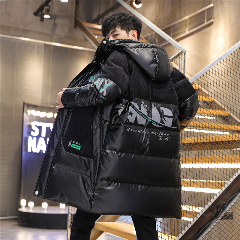 免洗亮面棉衣外套男冬季防寒保暖中长款棉袄子青少年学生男装棉服