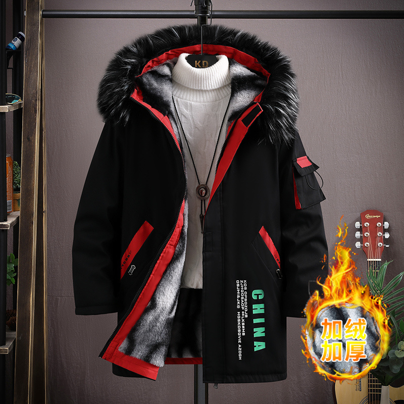 13岁青少年棉衣14男孩中长款外套冬季15初高中生加绒加厚派克棉服