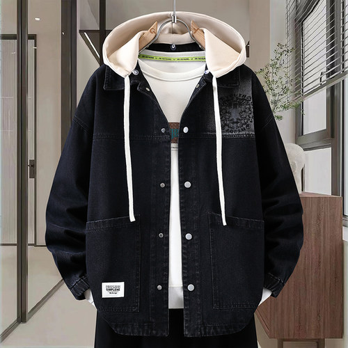 时尚牛仔衣服男青少年外套春秋季高级感痞帅初中高中学生宽松夹克