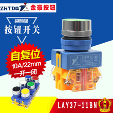 金豪LAY37电源启动按钮开关自复位Y090-11BN点动22mm 220V PBCNP4