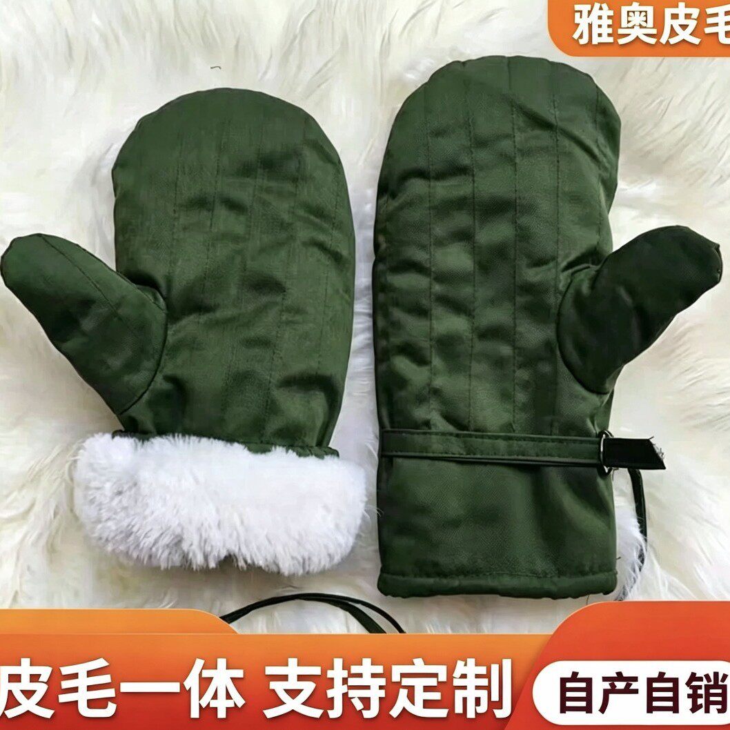 厂家生产批发 皮毛一体 闷子 手套 冬季加厚保暖防风羊皮 手套