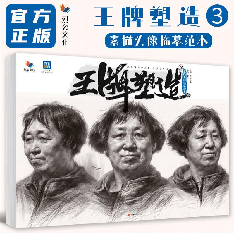 王牌塑造 3 素描头像临摹范本 烈公文化陈坤人物头像基础局部头骨肌肉团块铺色结构大关系完整稿范画美术高考联考教材教程书籍