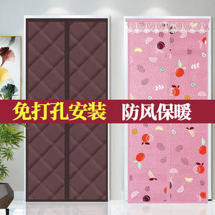 免打孔磁吸棉门帘加厚家用冬天自吸保温挂帘卧室保暖防风隔音 冬季