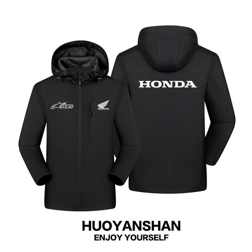 HONDA本田机车风连帽防风夹克男联名A星户外骑行服外套休闲冲锋衣