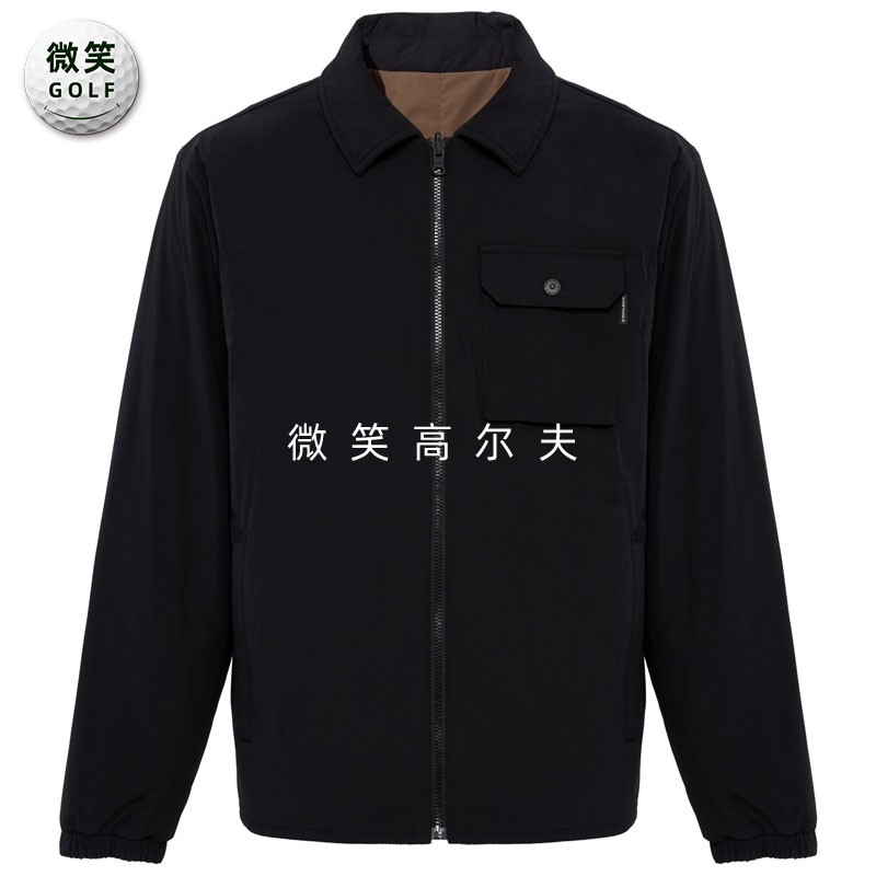 高尔夫男翻领口袋双面穿棉服夹克