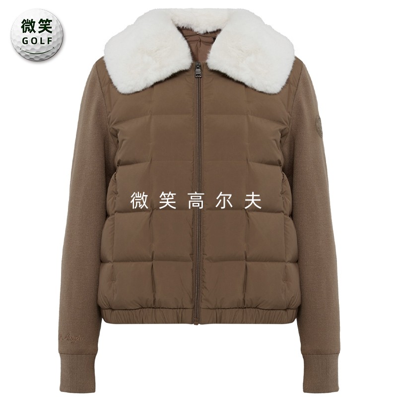 高尔夫女毛绒翻领保暖运动羽绒服