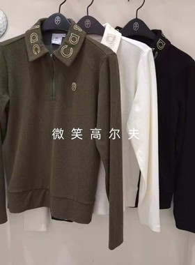 2025冬新款韩国代购CASTELBAJAC刺绣半拉链高尔夫球服女士长袖T恤