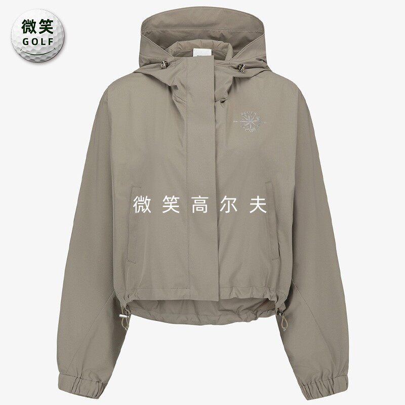 高尔夫女连帽防风短款夹克外套