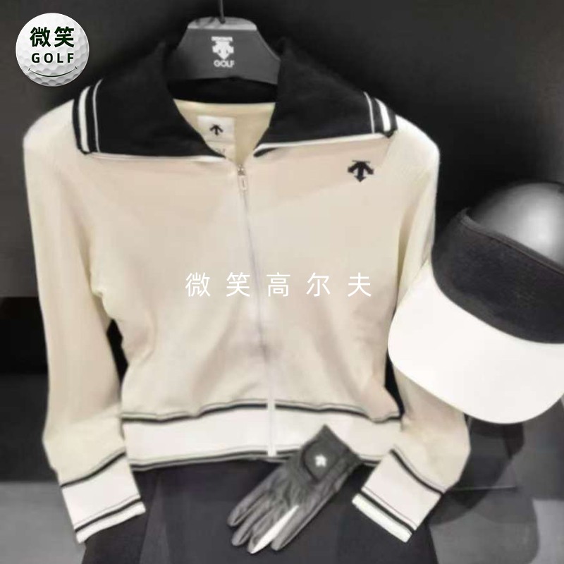 高尔夫女士拉链防风针织外套开衫