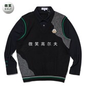 T恤 拼接针织长袖 2025冬韩国代购 MARKLONA层叠领口高尔夫球服男士