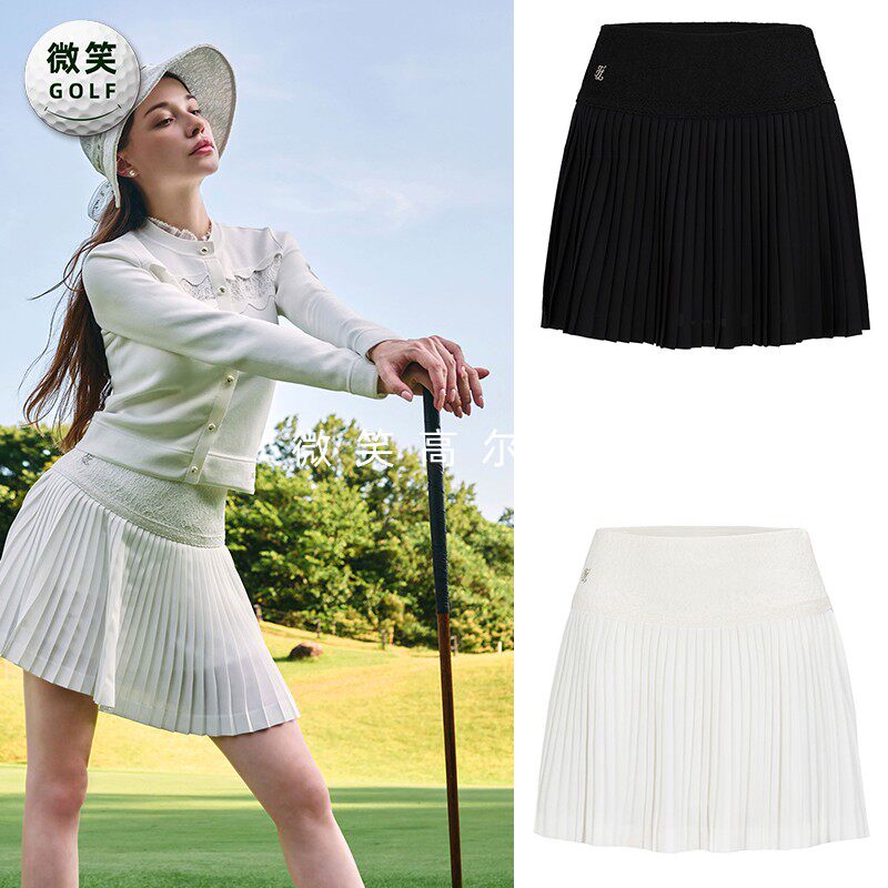 2026夏季新款韩国代购FairLiar蕾丝舒适高尔夫球服女士百褶裙短裙
