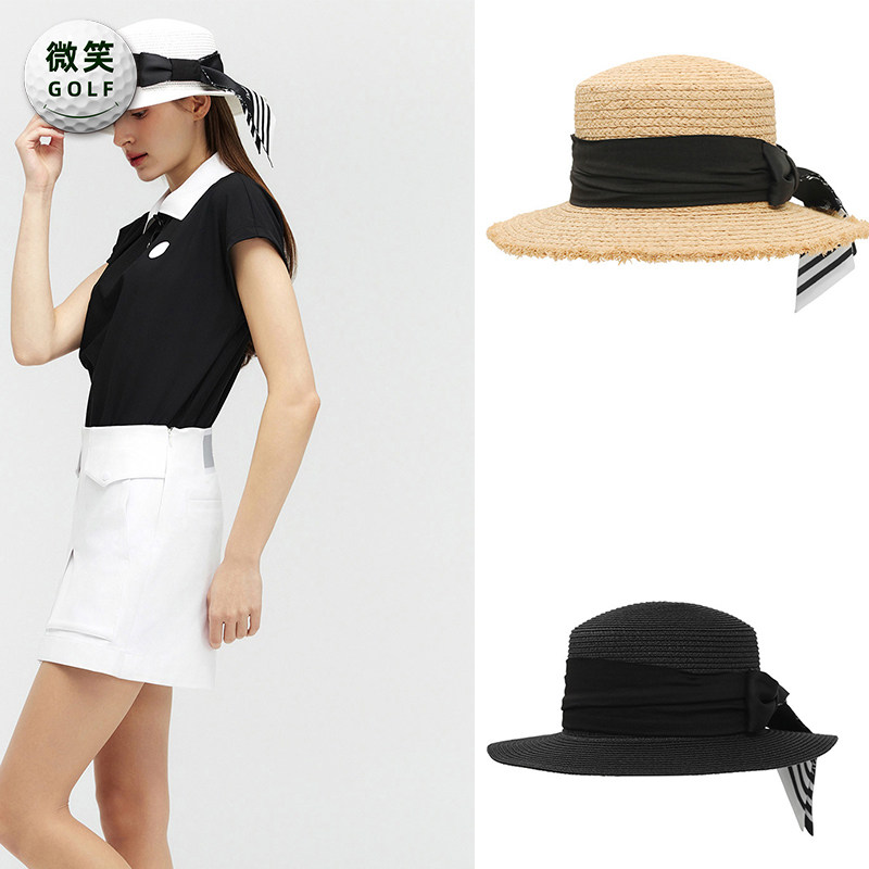 特价2025夏季新款韩国代购蝴蝶结遮阳高尔夫球帽女士草帽礼帽GOLF