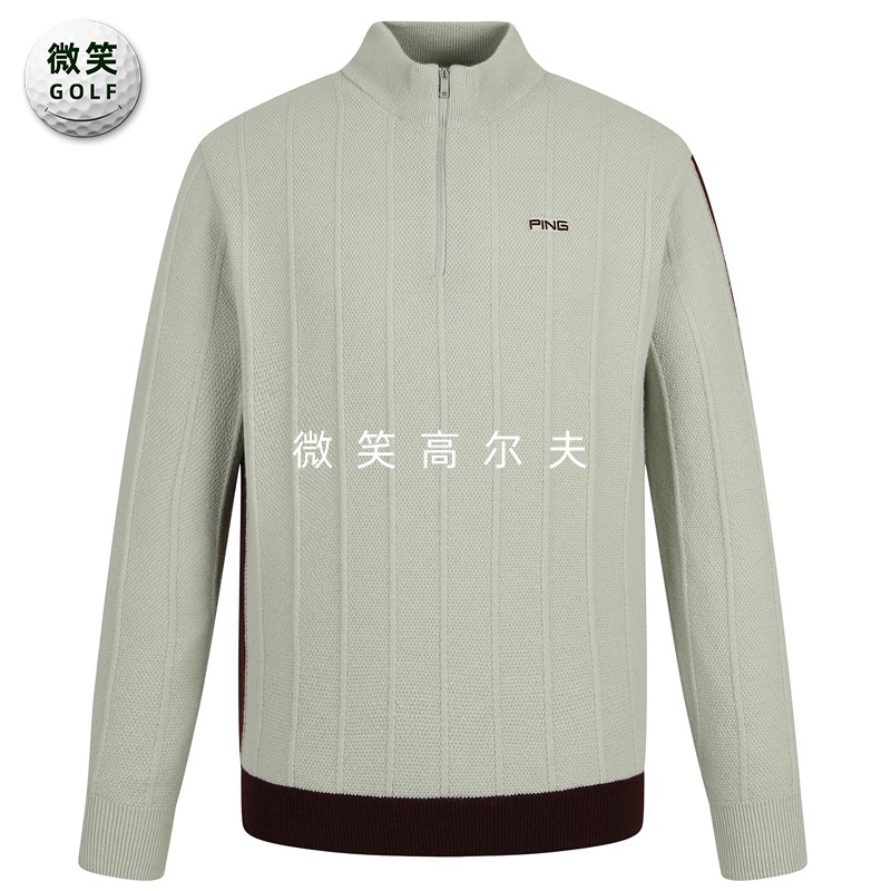 高尔夫男半拉链防风羊毛针织衫