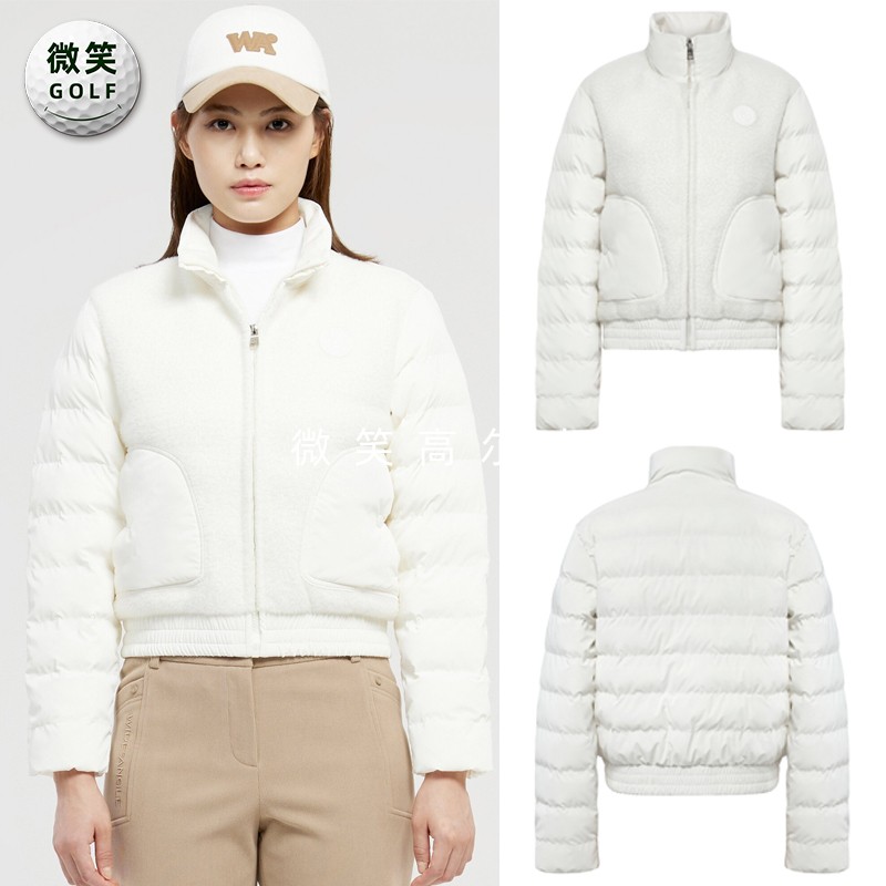 高尔夫女立领毛绒棉服夹克外套