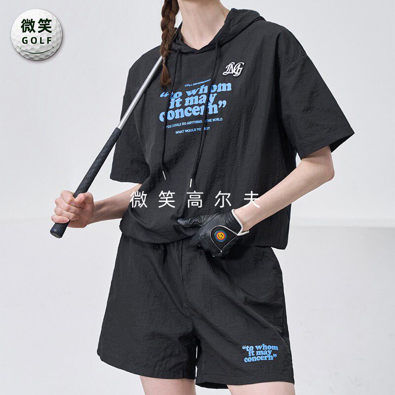 特价2026夏新款韩国代购字母运动休闲高尔夫球服女士短袖短裤套装