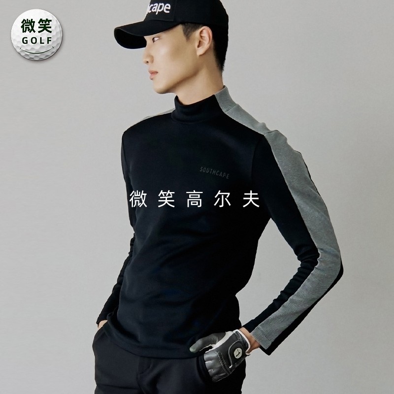 高尔夫男士高领拉绒运动长袖T恤