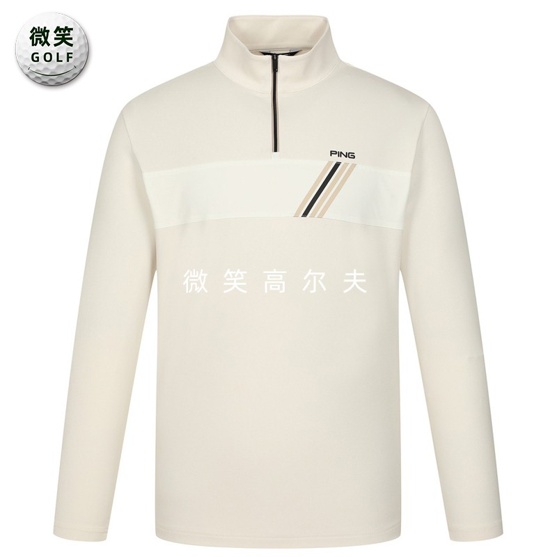 高尔夫男半拉链抓绒保暖长袖T恤