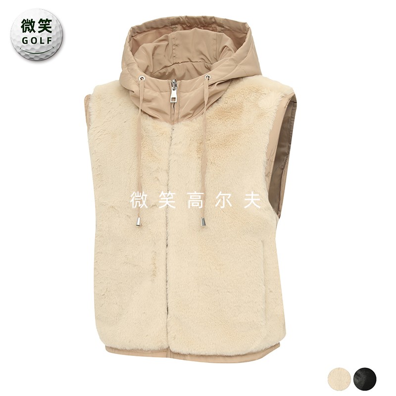 特价2025冬季新款韩国代购连帽两面穿高尔夫球服女士保暖马甲坎肩