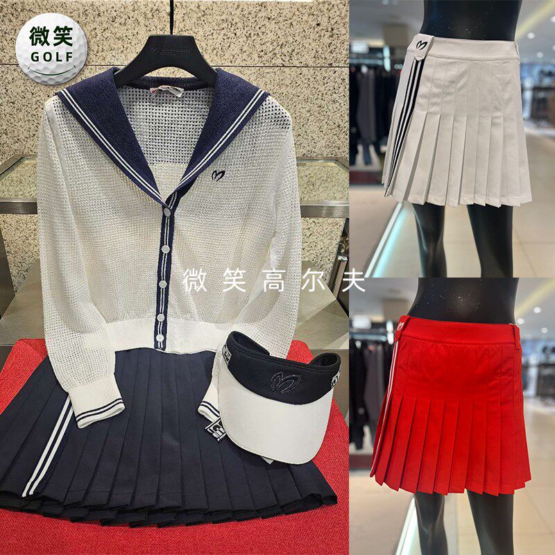 2025夏款韩国代购MASTER PG高腰显瘦高尔夫球服女士百褶短裙GOLF