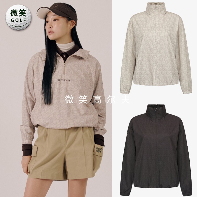高尔夫女印花双向防风夹克外套