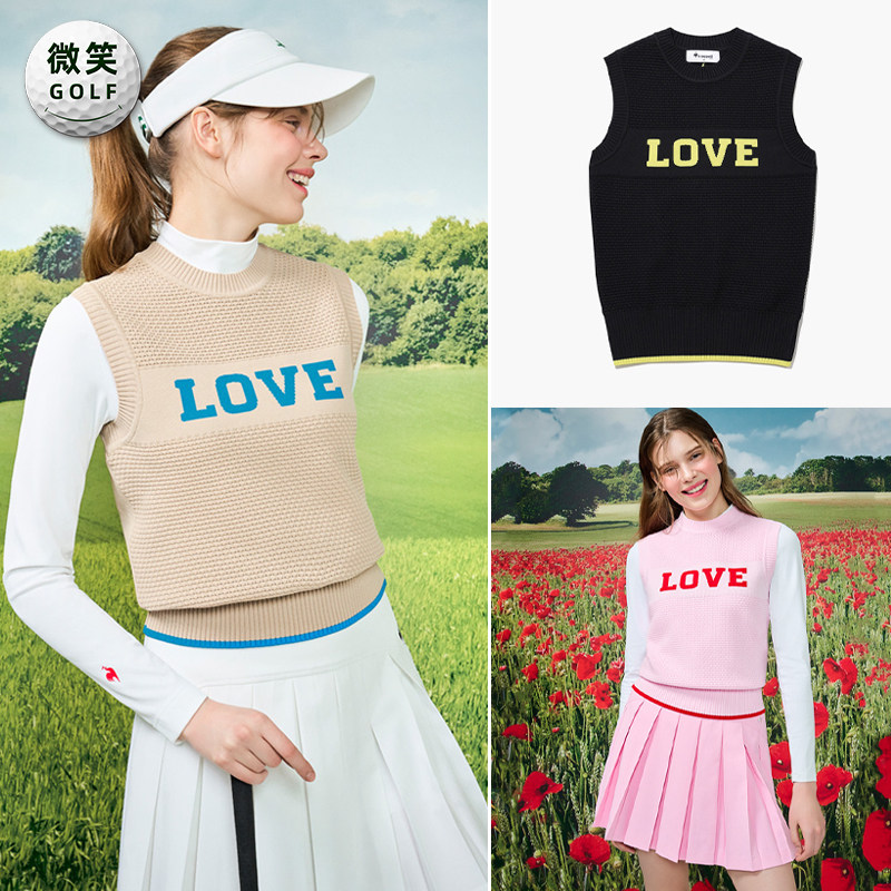 高尔夫女士圆领字母运动针织背心