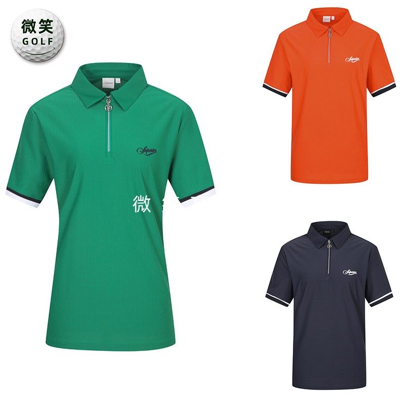 特价2025夏季新款韩国代购半拉链透气高尔夫球服女士短袖T恤GOLF