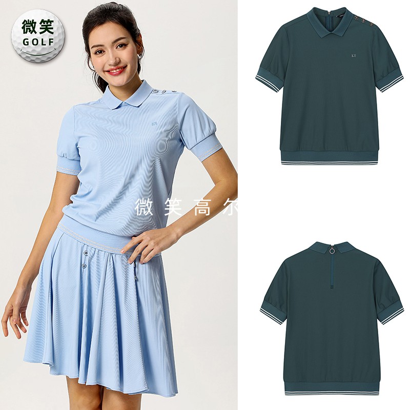 特价2025夏季新款韩国代购金属扣时尚高尔夫球服女士短袖T恤GOLF