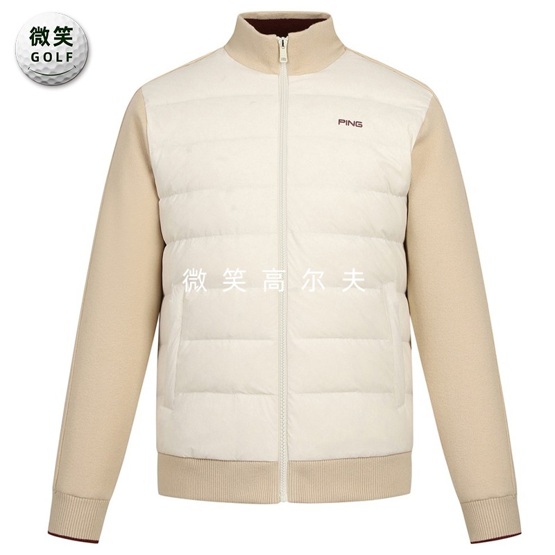 高尔夫男针织撞色运动羽绒服棉服