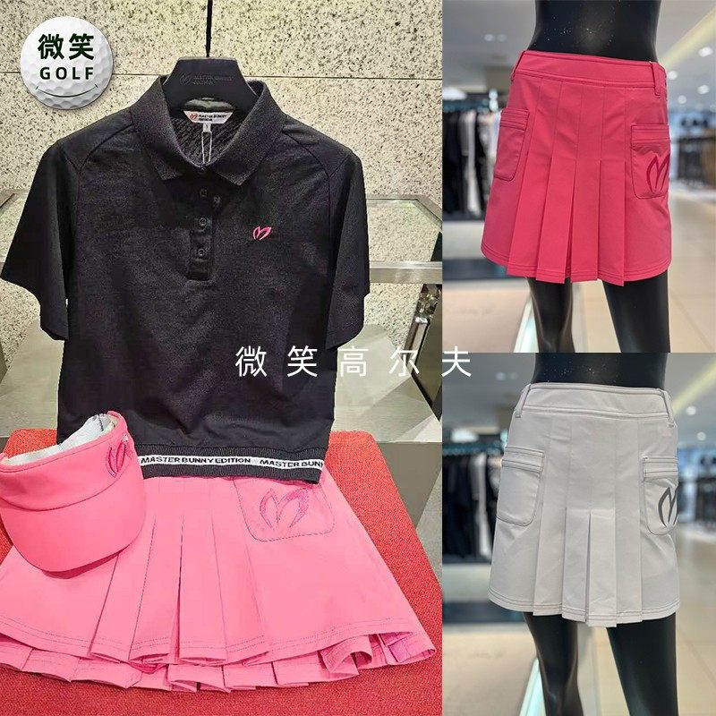 2025夏韩国代购MASTER PG刺绣口袋高尔夫球服女百褶半身短裙GOLF