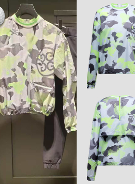 2025春季新品韩国代购GFOR*高尔夫女士圆领迷彩防风运动套头夹克