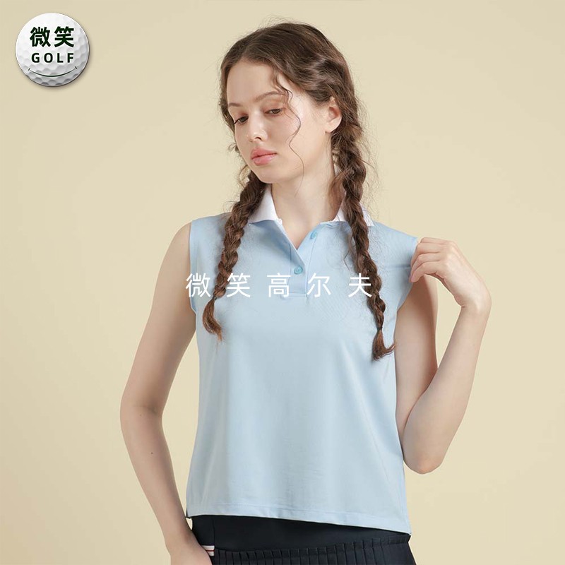 特价2026夏新款韩国代购背面褶皱凉感高尔夫球服女士无袖T恤上衣