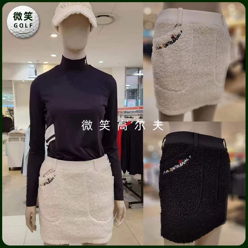 高尔夫球服拼接抓绒保暖运动半身短裙CASTELBAJA*22冬韩国代购女
