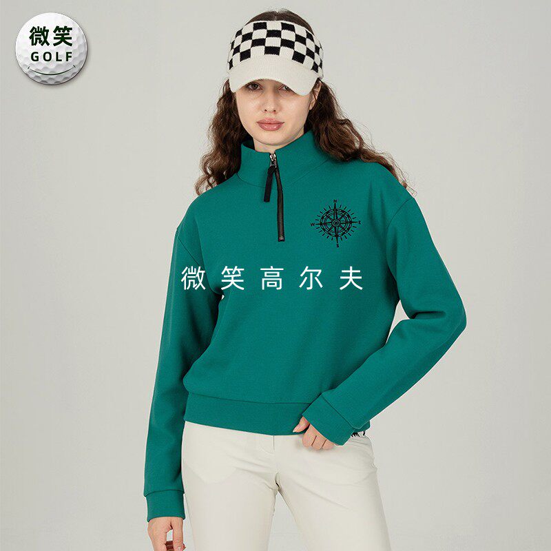特价2025秋款韩国代购刺绣半拉链高尔夫球服女士青春少女长袖卫衣