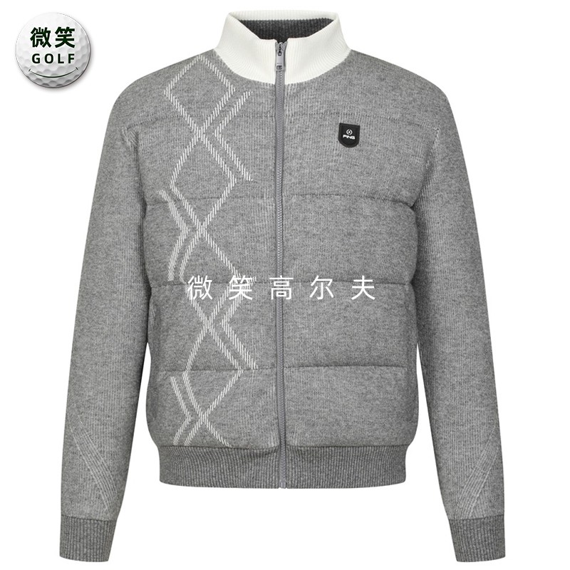 高尔夫男立领拉链针织羽绒服外套
