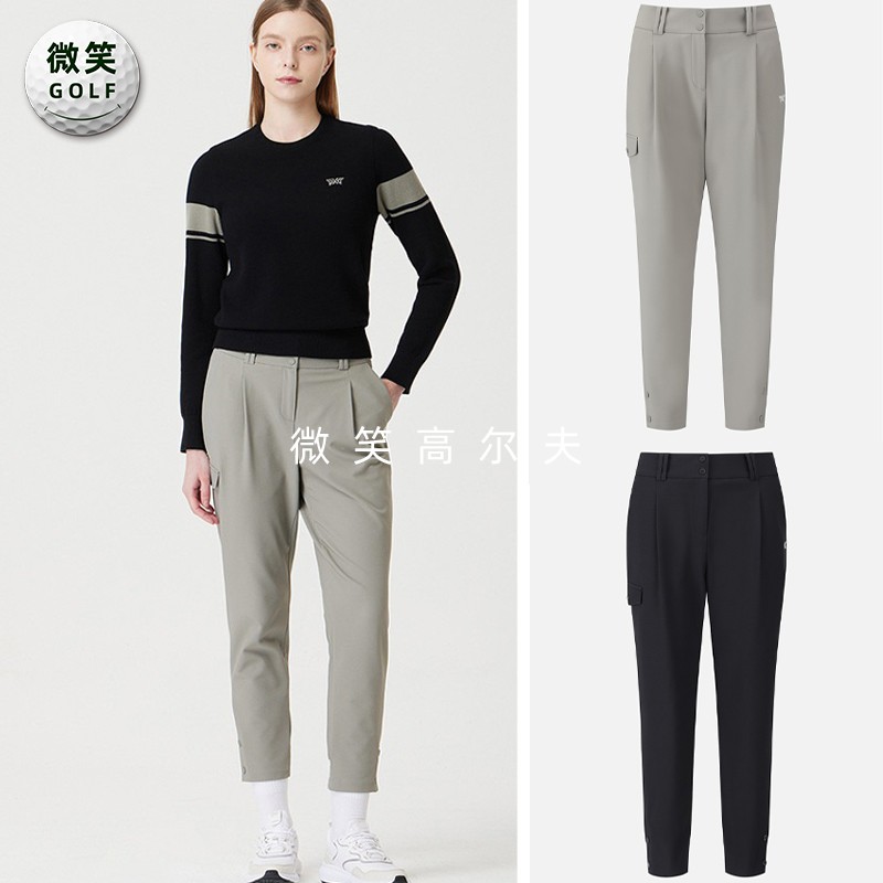 2025秋新品韩国代购PXG高尔夫球裤女松紧腰弹力收腿舒适运动长裤