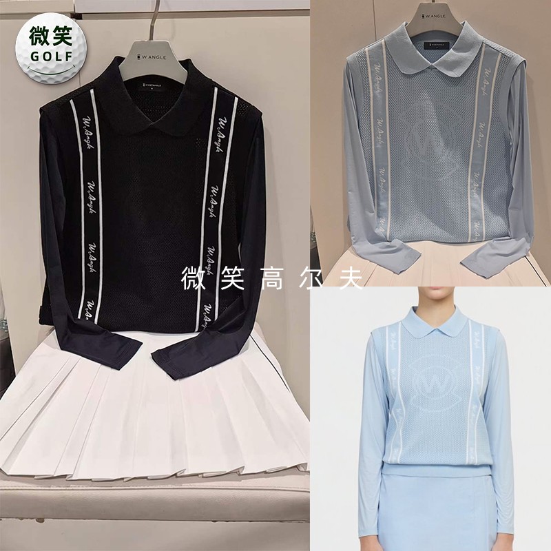 20026春新款韩国代购WANGLE娃娃领轻薄高尔夫服装女士冷感长袖T恤