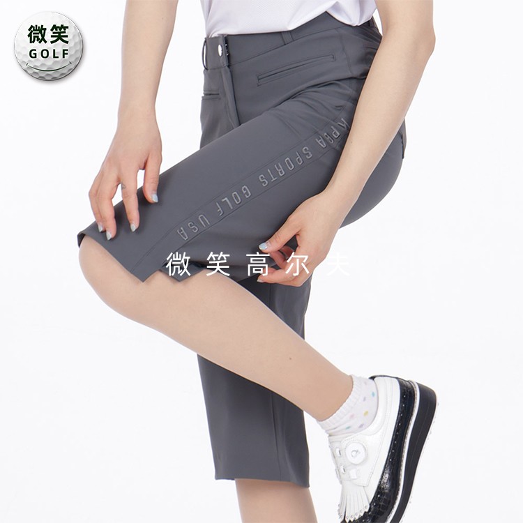 特价2025春夏韩国代购英文刺绣高尔夫球服女士休闲运动6分裤GOLF