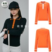 韩国代购 配色时尚 高尔夫球服女士修身 特价 针织衫 新款 长袖 2025秋季