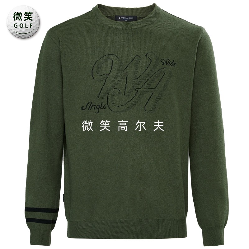 高尔夫男圆领字母运动羊毛针织衫