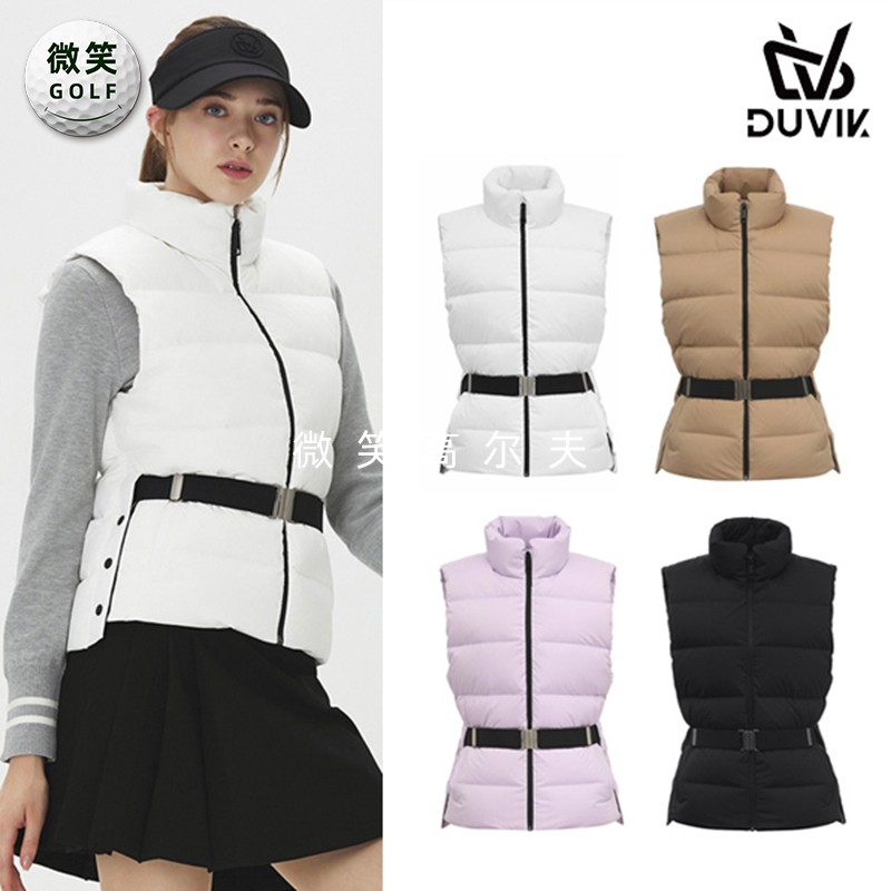 特价2025冬季新款韩国代购腰带显瘦高尔夫球服女士时尚羽绒马甲