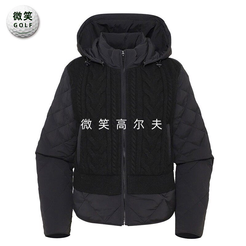 特价2025冬韩国代购JDX麻花拼接针织高尔夫球服女士保暖夹克外套