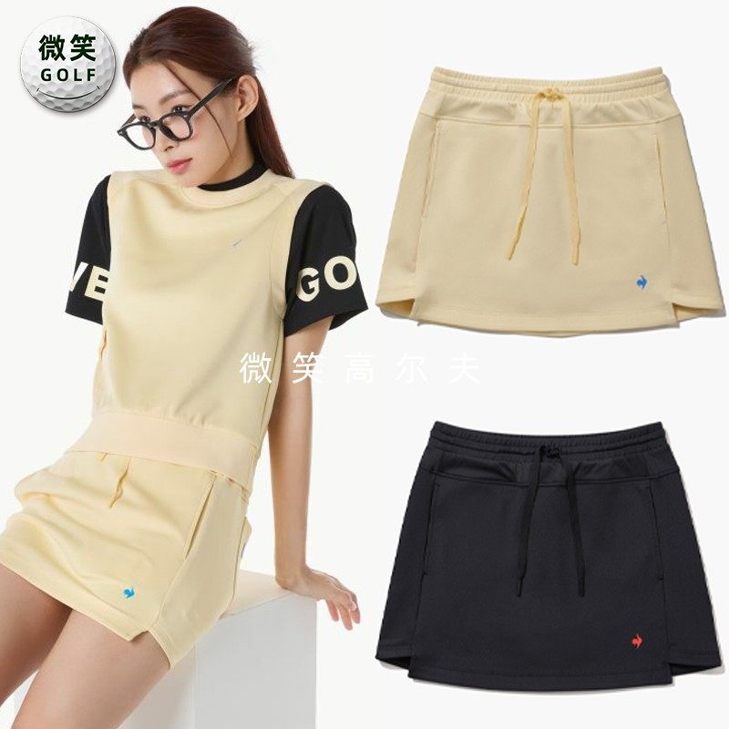 高尔夫松紧腰开叉口袋运动短裙女