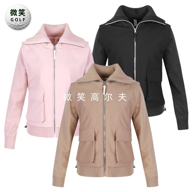 特价2025冬季新款韩国代购针织混搭高尔夫球服女士防风夹克外套