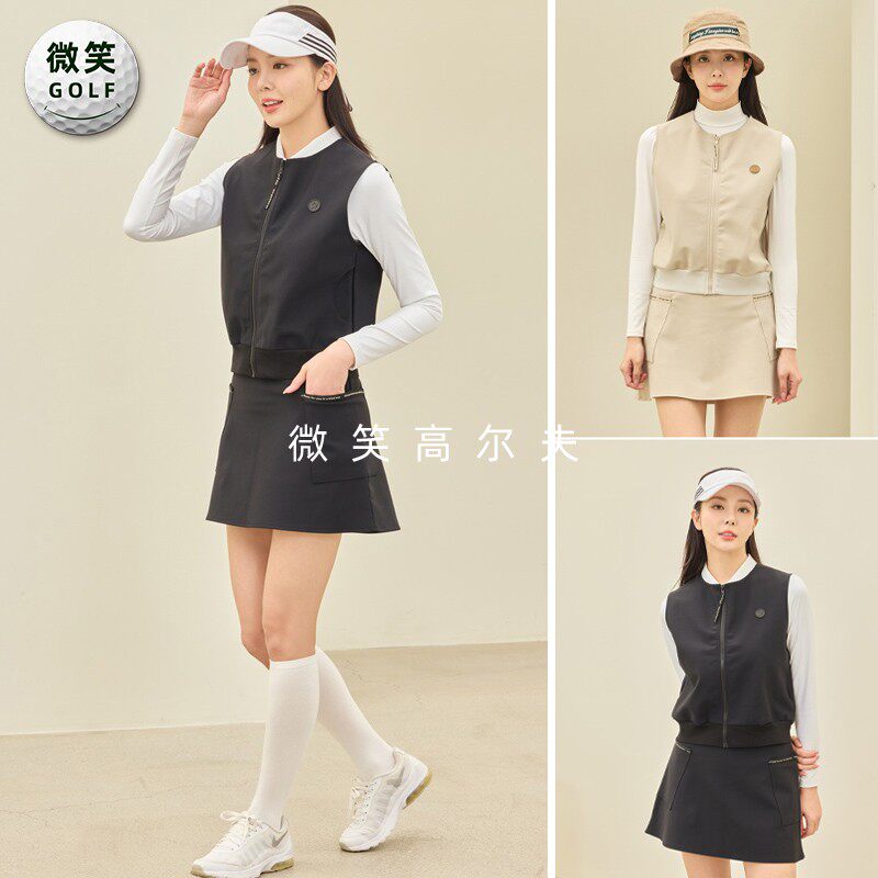 高尔夫女士圆领拉链简约时尚马甲