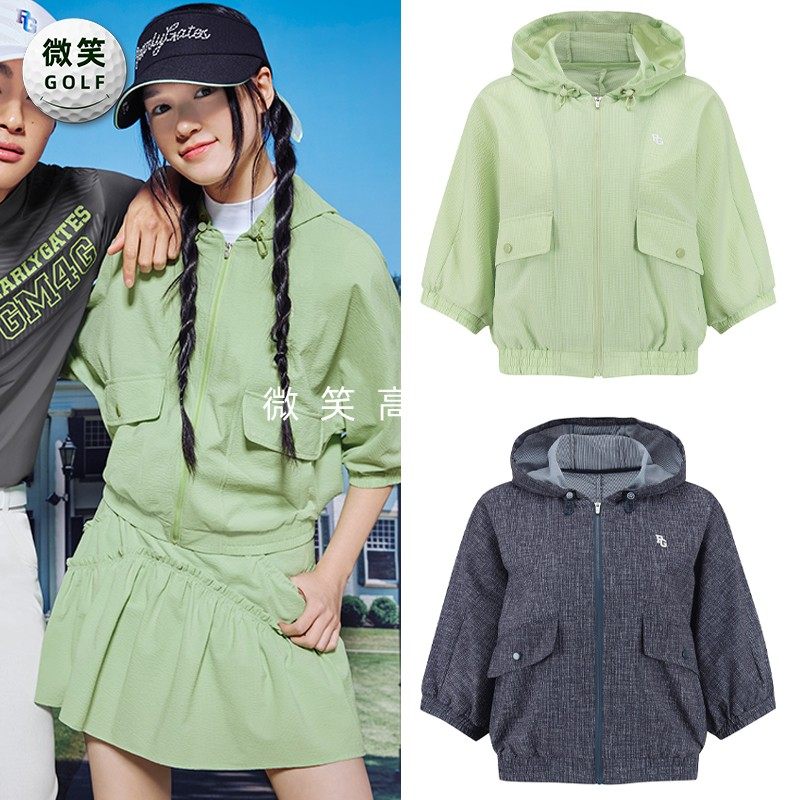 高尔夫女士连帽泡泡纱蝙蝠袖外套