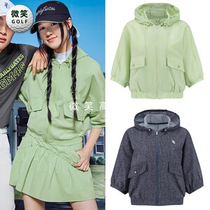 高尔夫女士连帽泡泡纱蝙蝠袖外套
